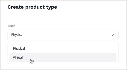 Creating virtual product type